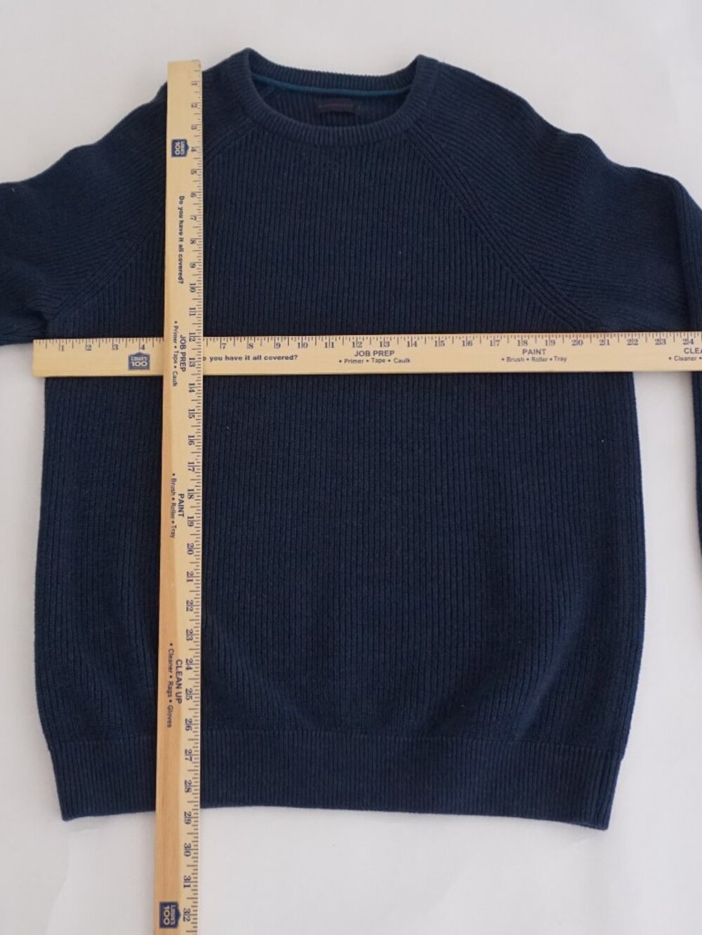 Denver Hayes Navy Rib Knit Minimalist Crewneck Pullover Sweater Cotton Blend L - Picture 3 of 9